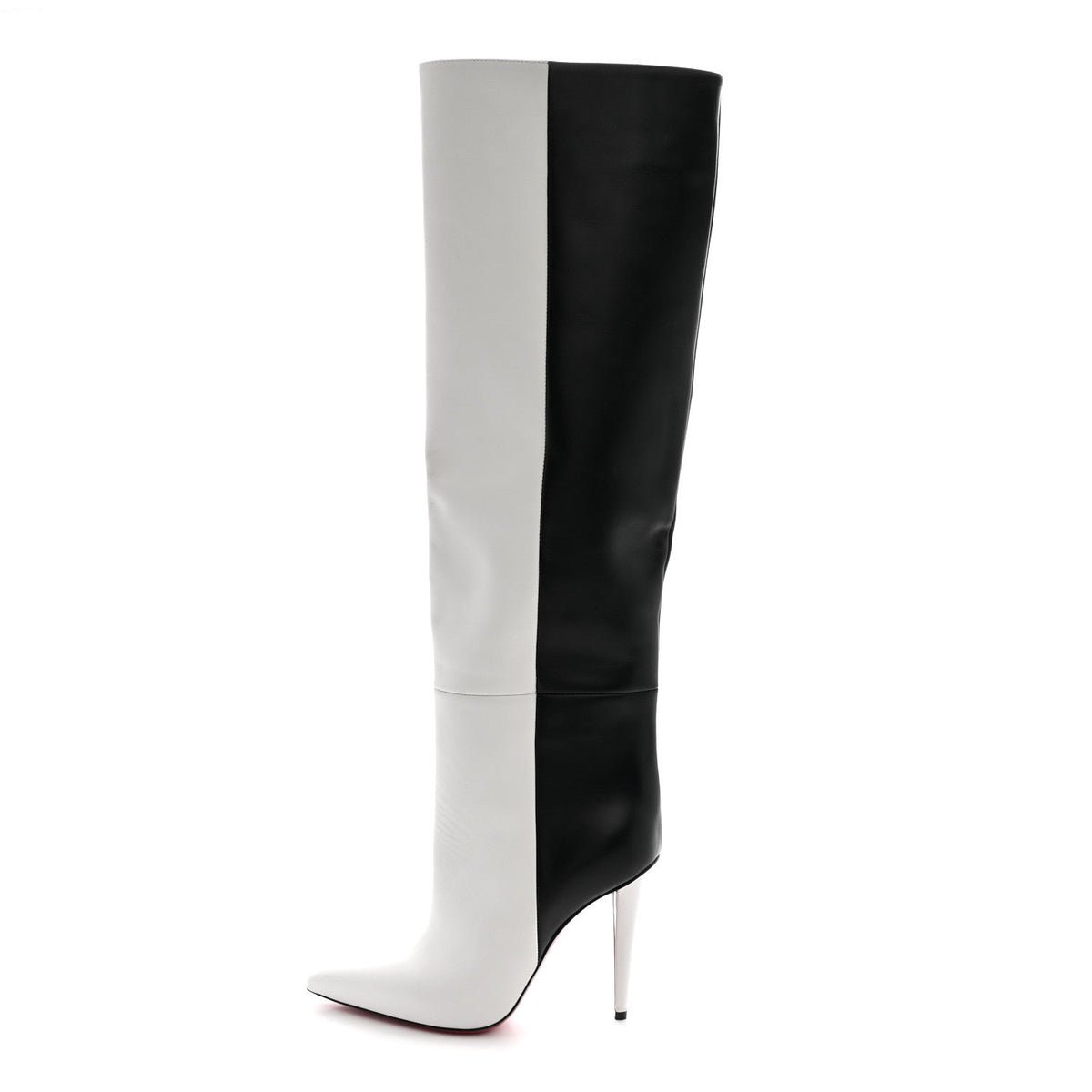 Calfskin Astrilarge Knee Boots Black White