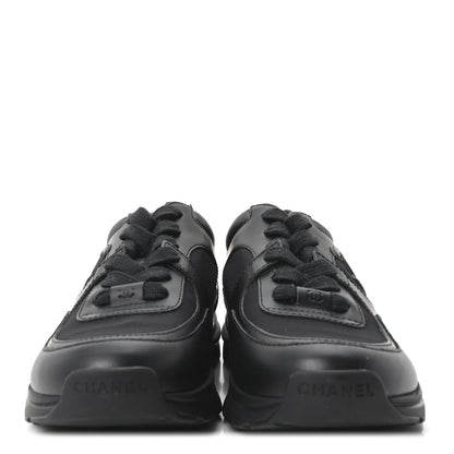 Chanel Lambskin Fabric Women's CC Uniform Sneakers 38.5 Black