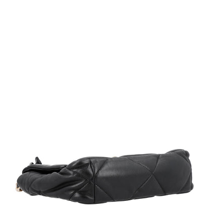 Medium Quilted Lambskin Flap Shoulder Bag - Black
