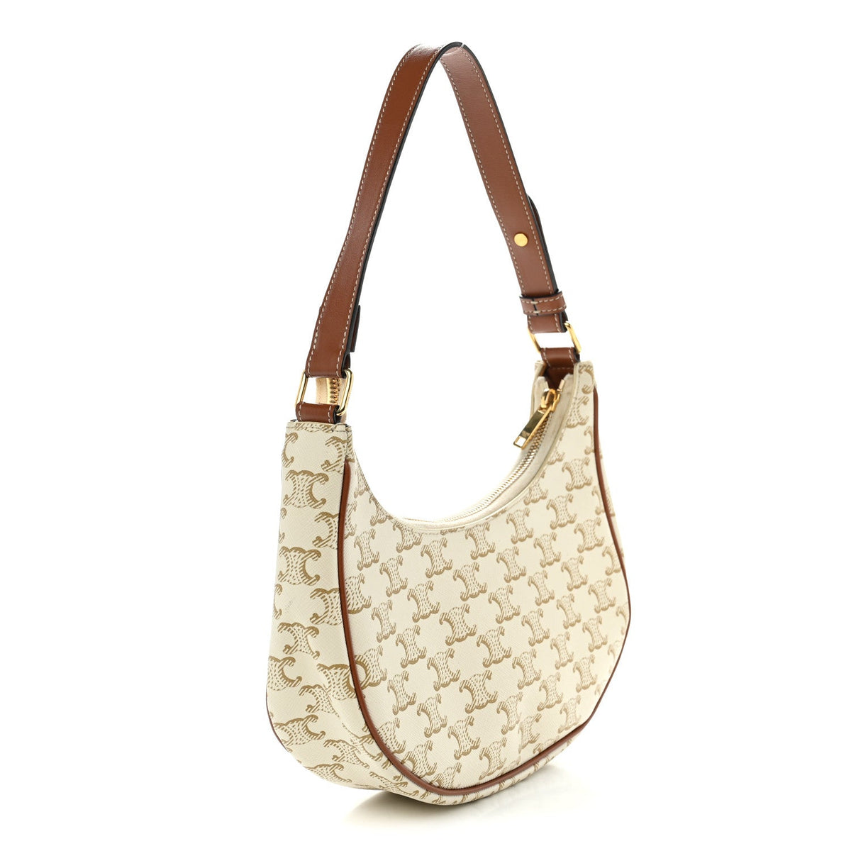 Calfskin Canvas Shoulder Bag - White
