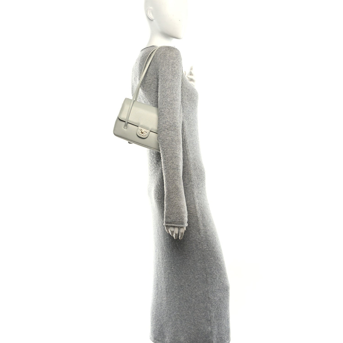 Small Caviar Flap Shoulder Bag - Light Green