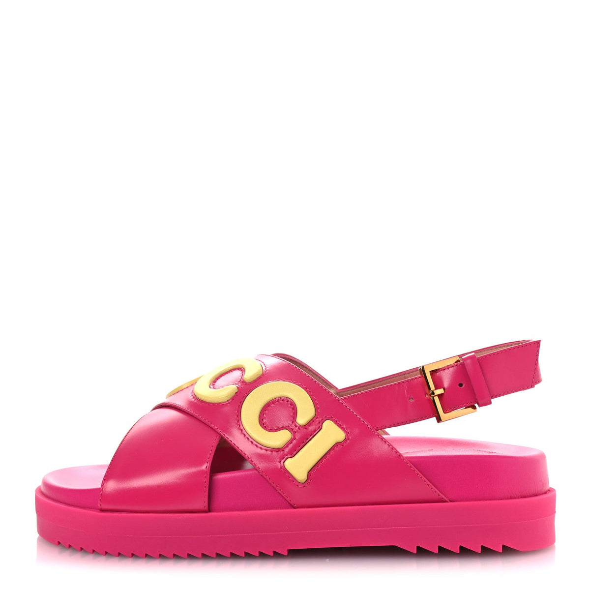 Calfskin Elizabeth Nappa Charlotte Logo Slingback Sandals Fancy Fuchsi