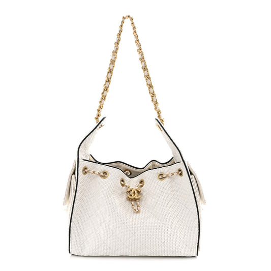 Small Quilted Calfskin Handbag - White