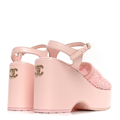 Chanel Fabric Calfskin CC Women's Platform Sandals