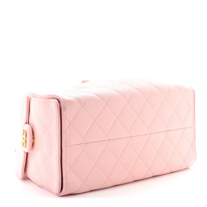 Small Quilted Caviar Handbag - Pink