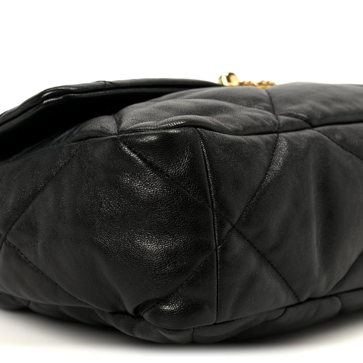 Large Quilted Goatskin Flap Shoulder Bag - Black