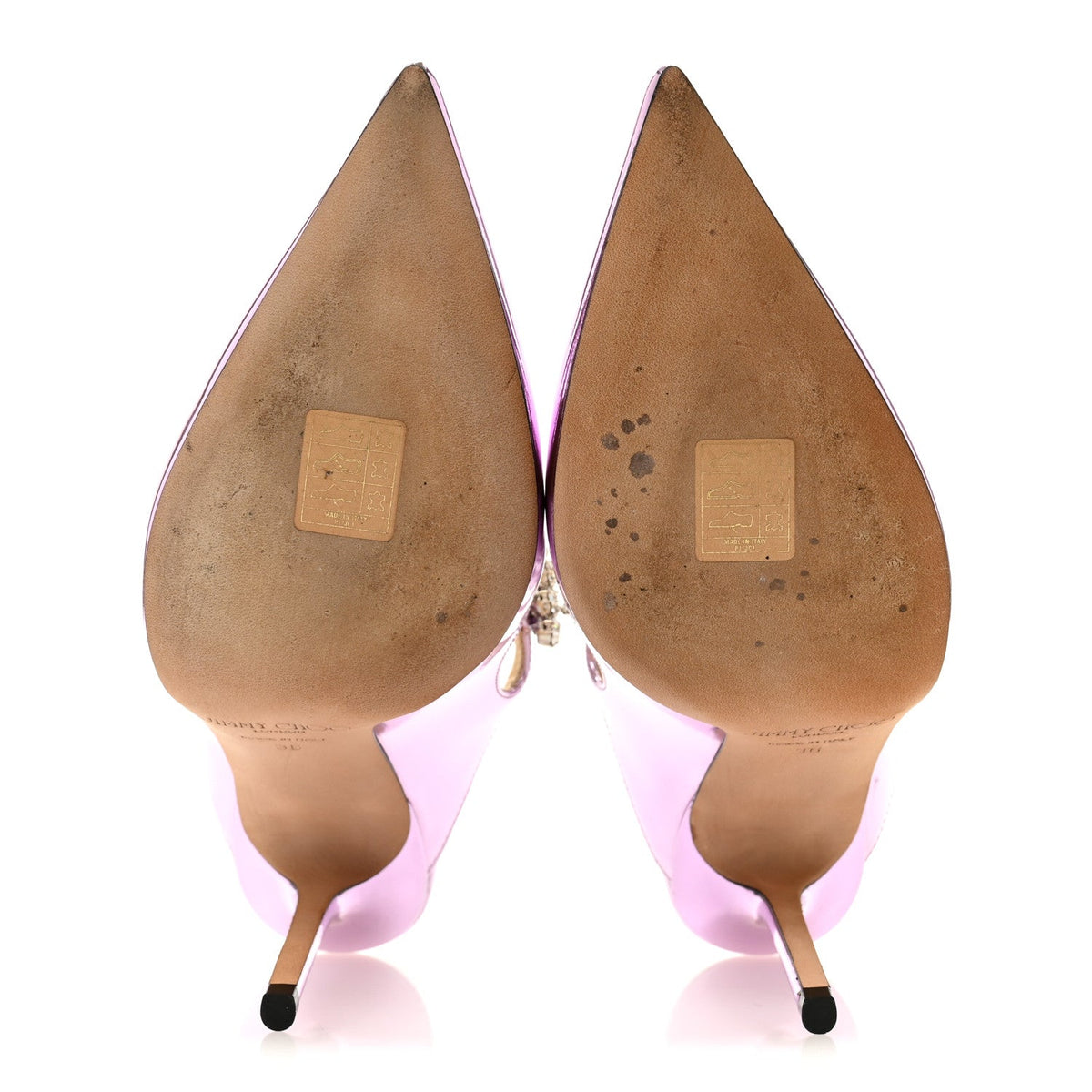 Jimmy Choo Metallic Patent Women's Bing 100 Pumps 36 Mauve