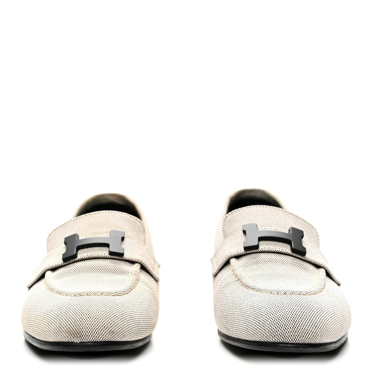 Hermes Canvas Women's H Paris Loafers 37 Prunoir