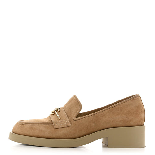 Suede Metal CC Mocassin Loafers Beige