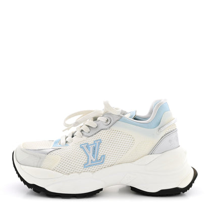 Louis Vuitton Metallic Calfskin Technical Mesh Women's Run 55 Sneakers 36 Bleu Clair