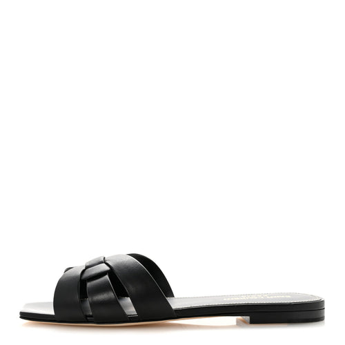 Calfskin Tribute Slide Sandals Black