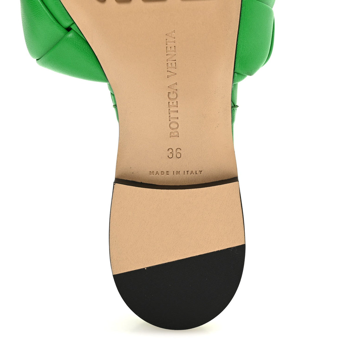 Bottega Veneta Nappa Maxi Intrecciato Lido Flat Women's Sandals 36 Grass