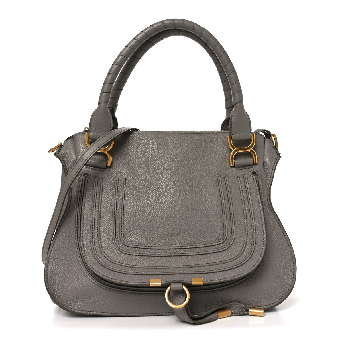 Small Calfskin Satchel Bag - Grey