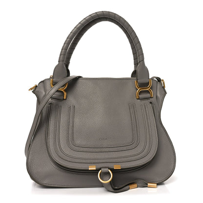 Small Calfskin Satchel Bag - Grey