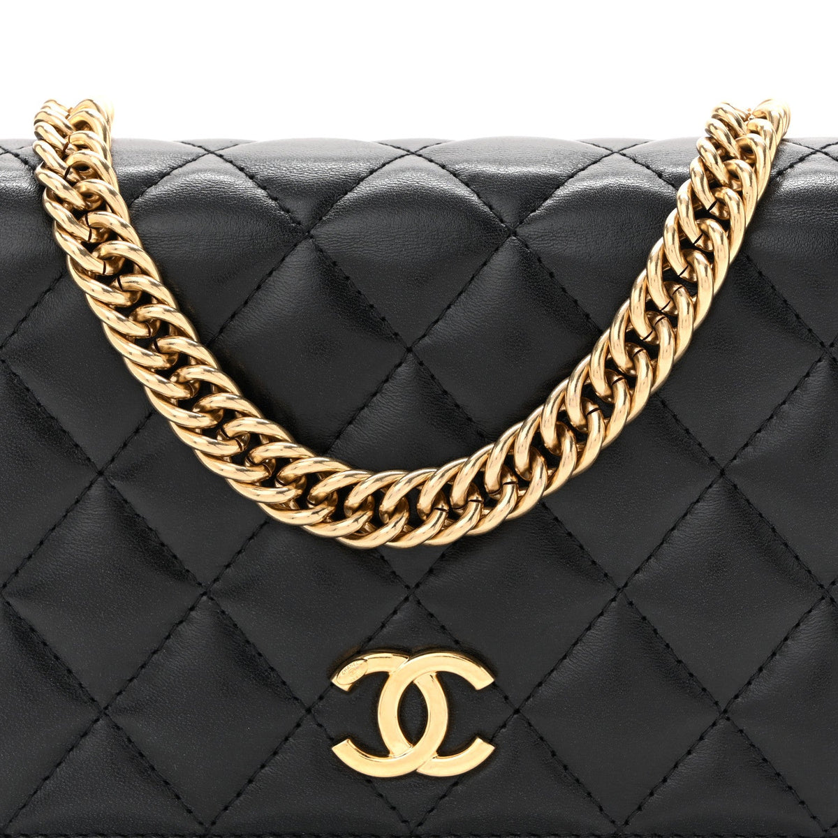 Mini Quilted Lambskin Wallet Bag - Black