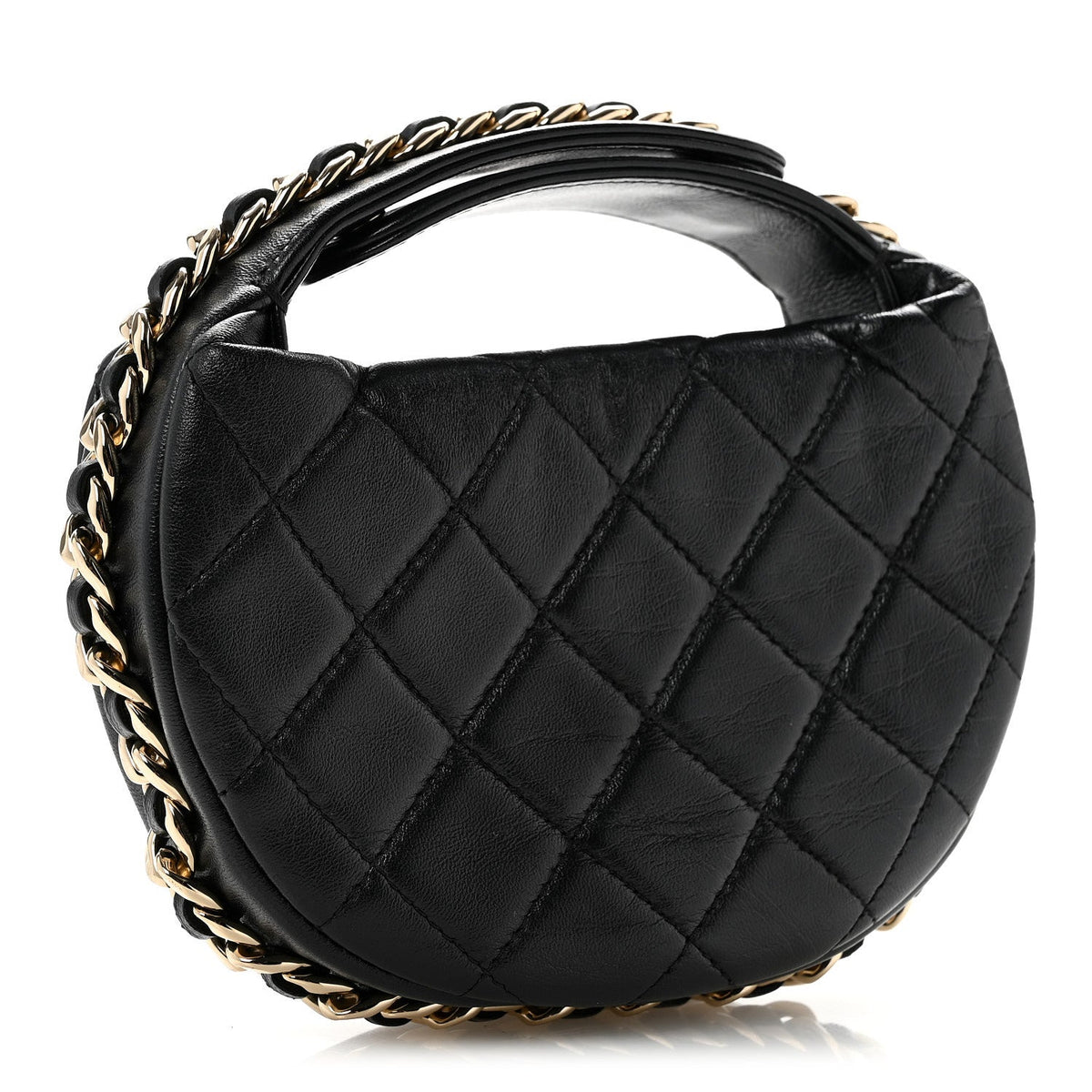 Quilted Lambskin Hobo Bag - Black