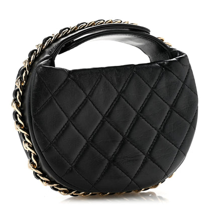 Quilted Lambskin Hobo Bag - Black