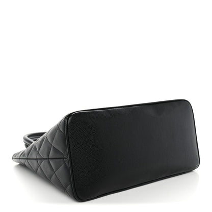 Quilted Caviar Tote Bag - Black