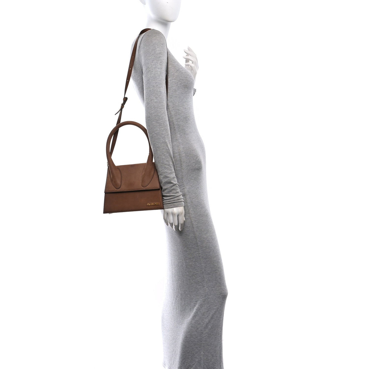 Suede Handbag - Brown