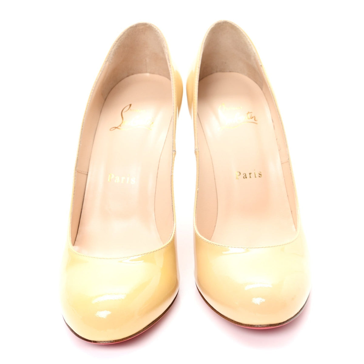 Christian Louboutin Patent Fifi 100 Women's Pumps 38.5 Nude