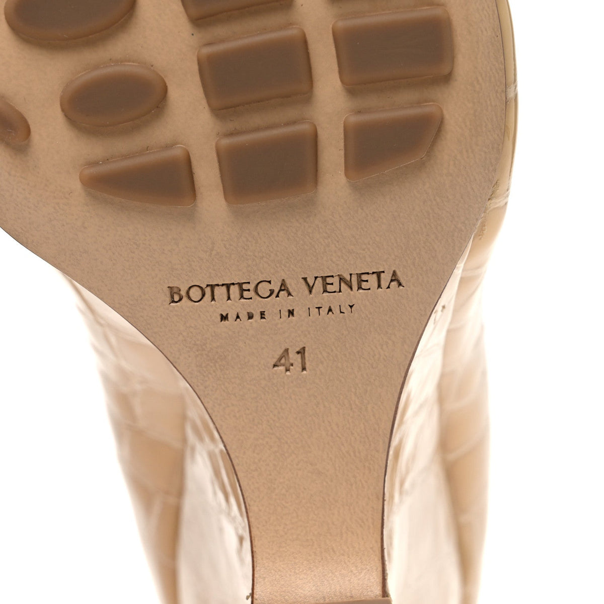 Bottega Veneta Gloss Calfskin Women's Punta Wedge Heel Sandals 41 Praline