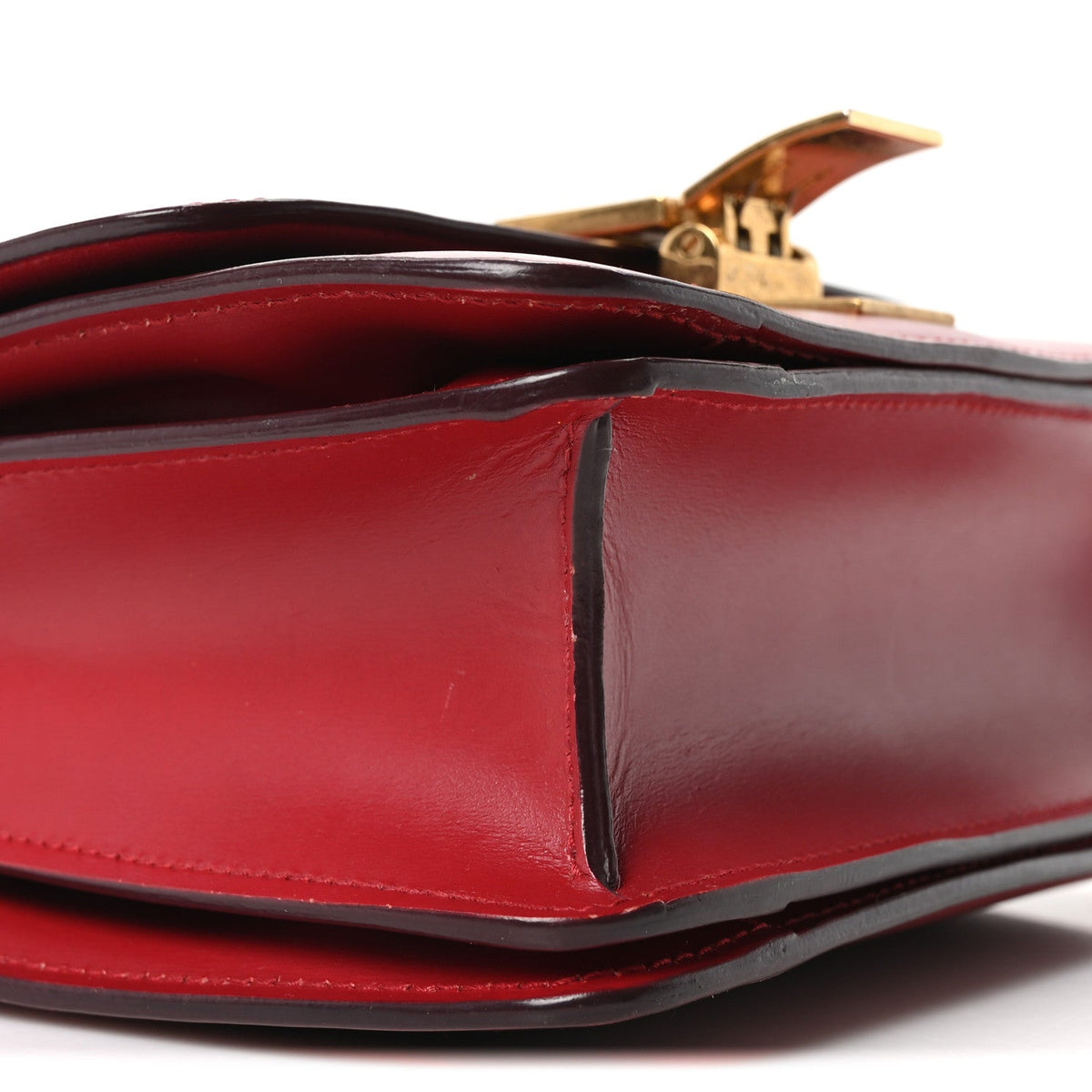 Small Calfskin Flap Shoulder Bag - Red