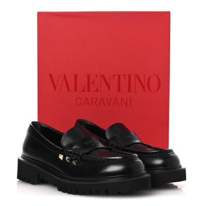 Valentino Garavani Calfskin Women's Rockstud Loafers 35 Black