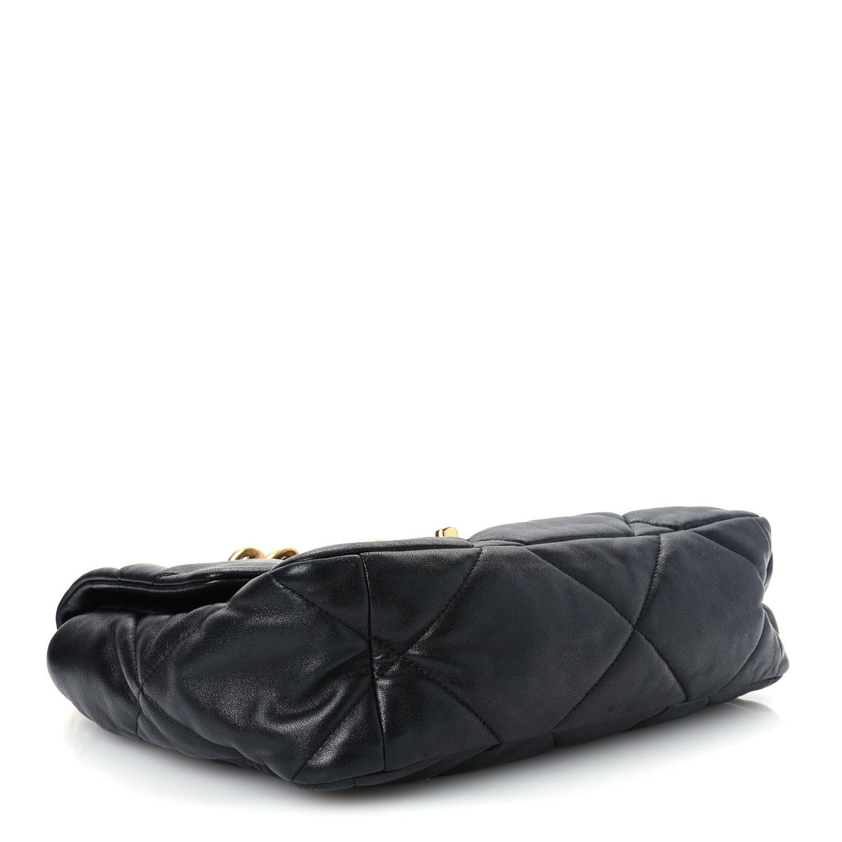 Large Quilted Goatskin Flap Shoulder Bag - Black