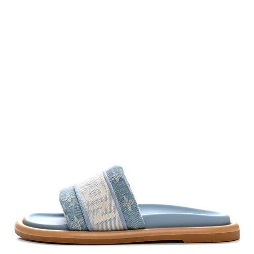 Monogram Denim LV Bliss Comfort Mules Turquoise
