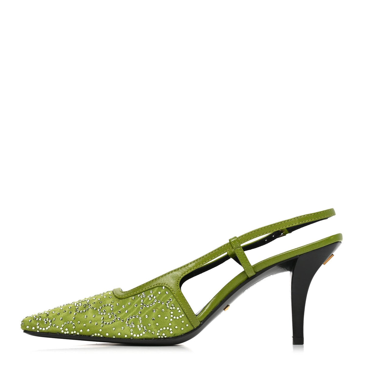 Moire Fabric Malaga Kid Crystal GG Monogram Square G 75Mm Slingback Pu