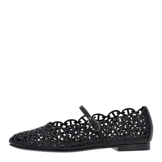 Calfskin Chaine D'Ancre Meli Ballet Flats Black