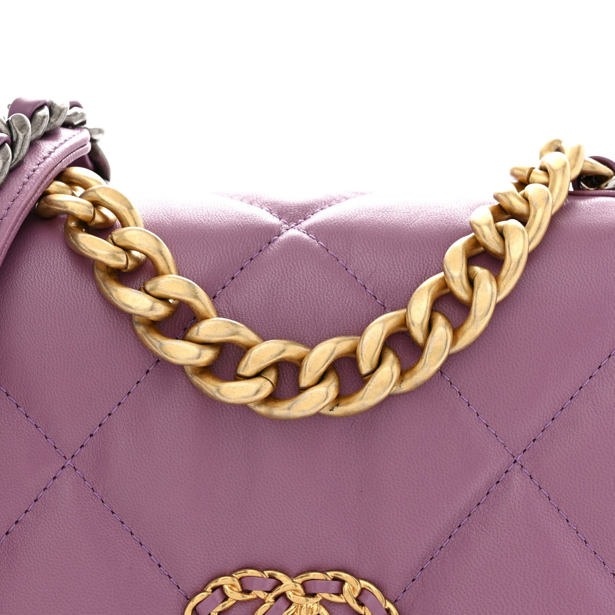 Medium Quilted Goatskin Flap Shoulder Bag - Purple