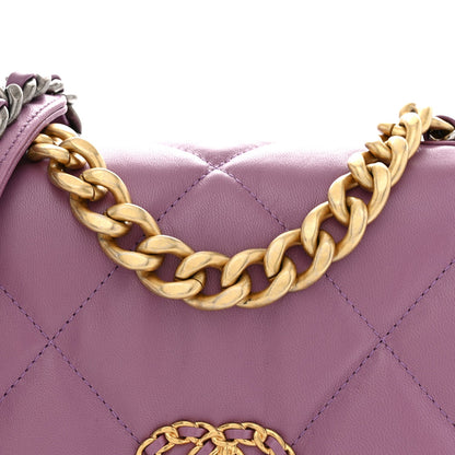 Medium Quilted Goatskin Flap Shoulder Bag - Purple