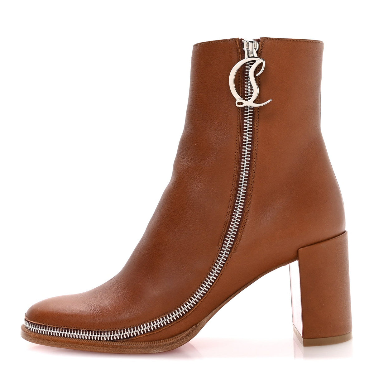 Calfskin Cl Zip Bootie Ankle Boots Cuoio