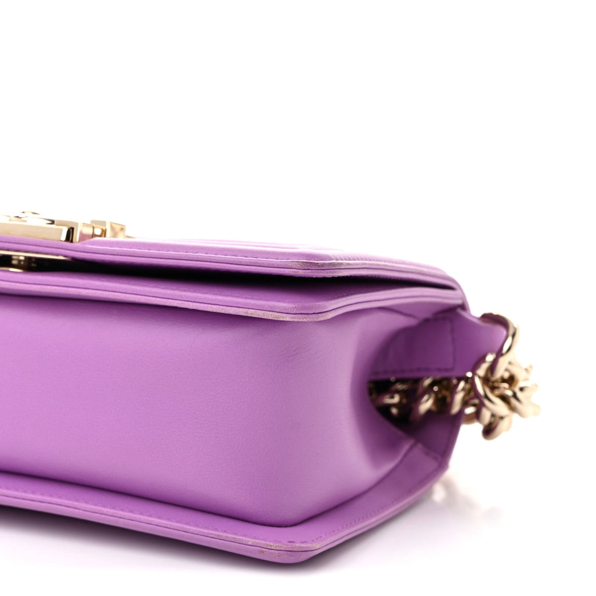 Small Quilted Lambskin Flap Shoulder Bag - Purple