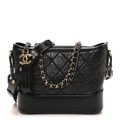 Small Quilted Calfskin Hobo Bag - Black