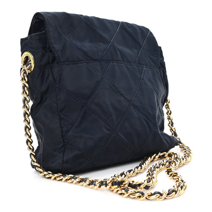 Quilted Nylon Shoulder Bag - Blue
