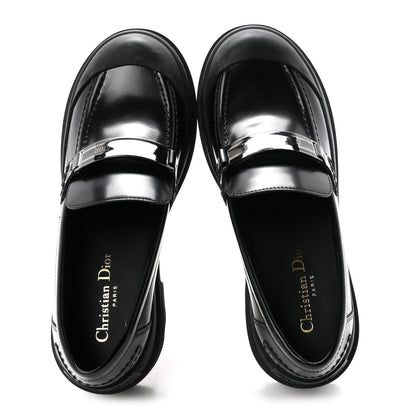Christian Dior Brushed Calfskin Rubber Women's Dior Code 35mm Loafers 39 Black