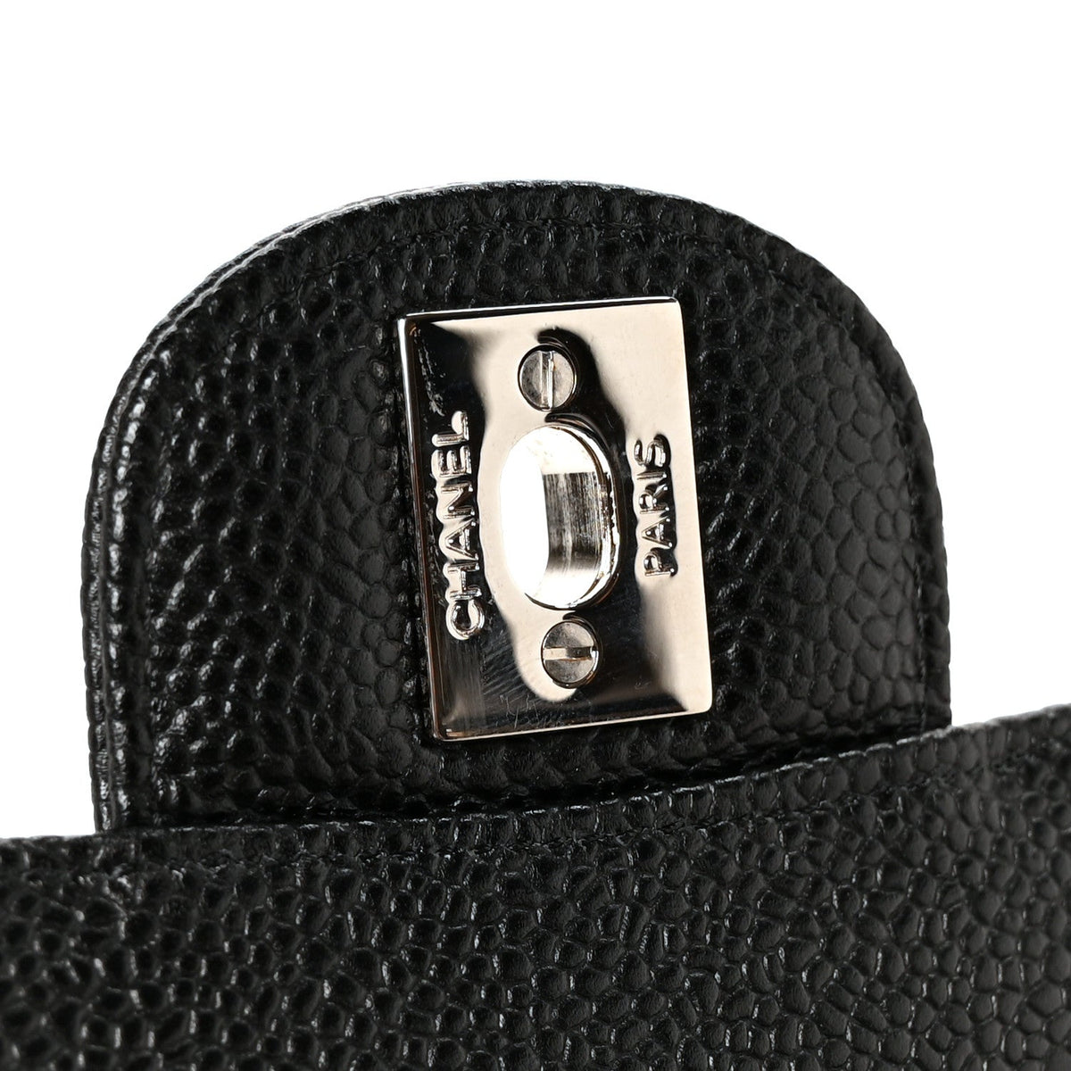 Medium Quilted Caviar Flap Shoulder Bag - Black