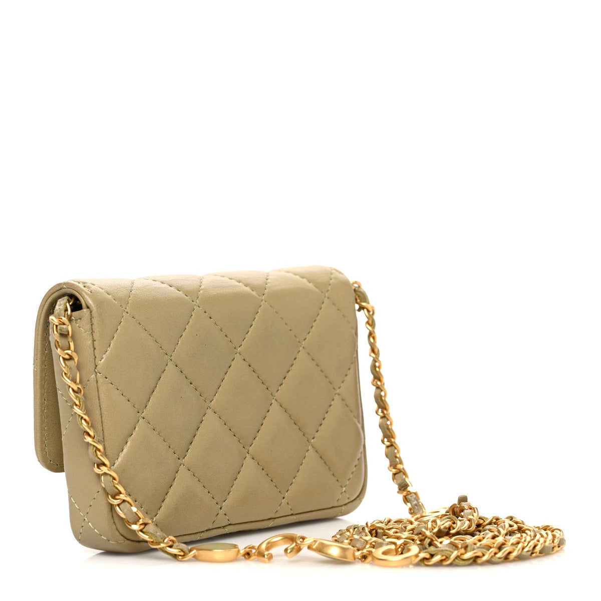 Quilted Lambskin Clutch Bag - Light Green