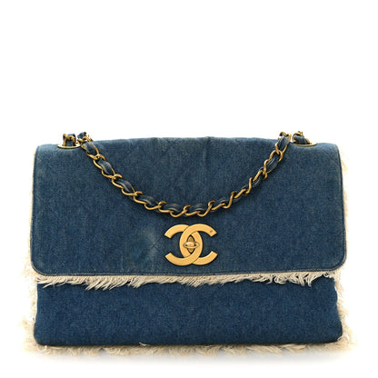 Quilted Flap Shoulder Bag - Blue