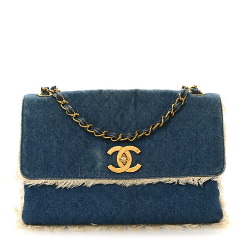 Quilted Flap Shoulder Bag - Blue