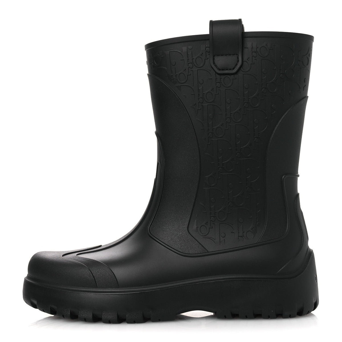 Rubber Oblique Garden Rain Boots Black