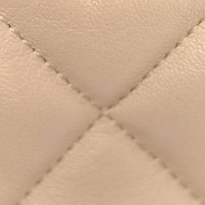 Medium Quilted Lambskin Flap Shoulder Bag - Beige