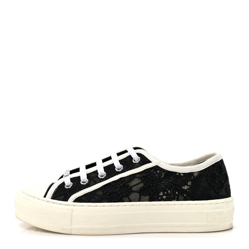 Macramé Embroidered Cotton Walk'N' Low Top Sneakers Black White