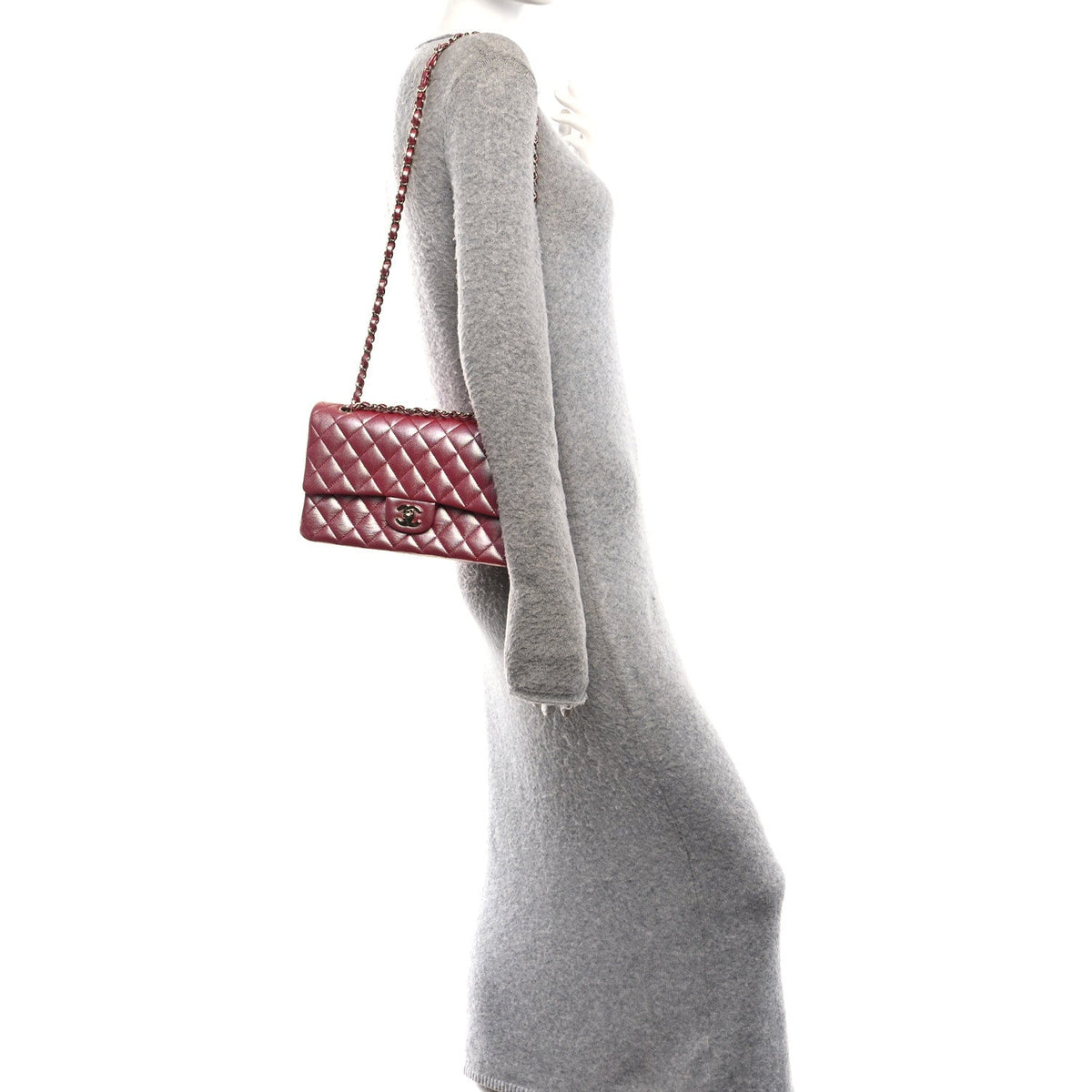 Medium Quilted Caviar Flap Shoulder Bag - Pink