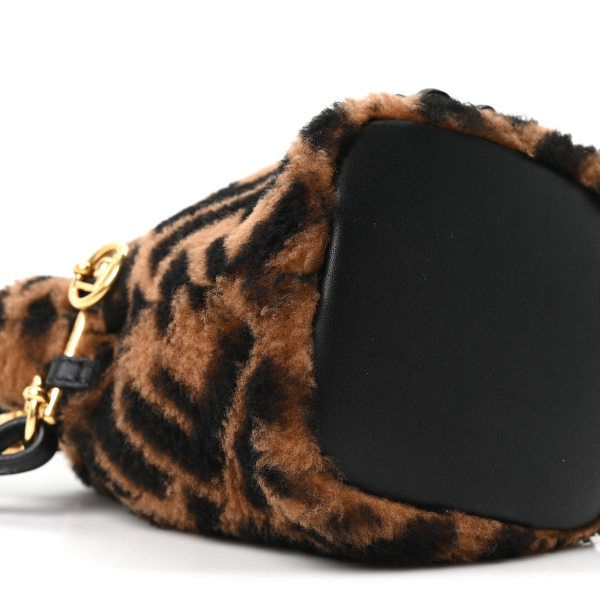 Mini Shearling Bucket Bag - Black