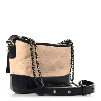 Small Quilted Calfskin Hobo Bag - Beige
