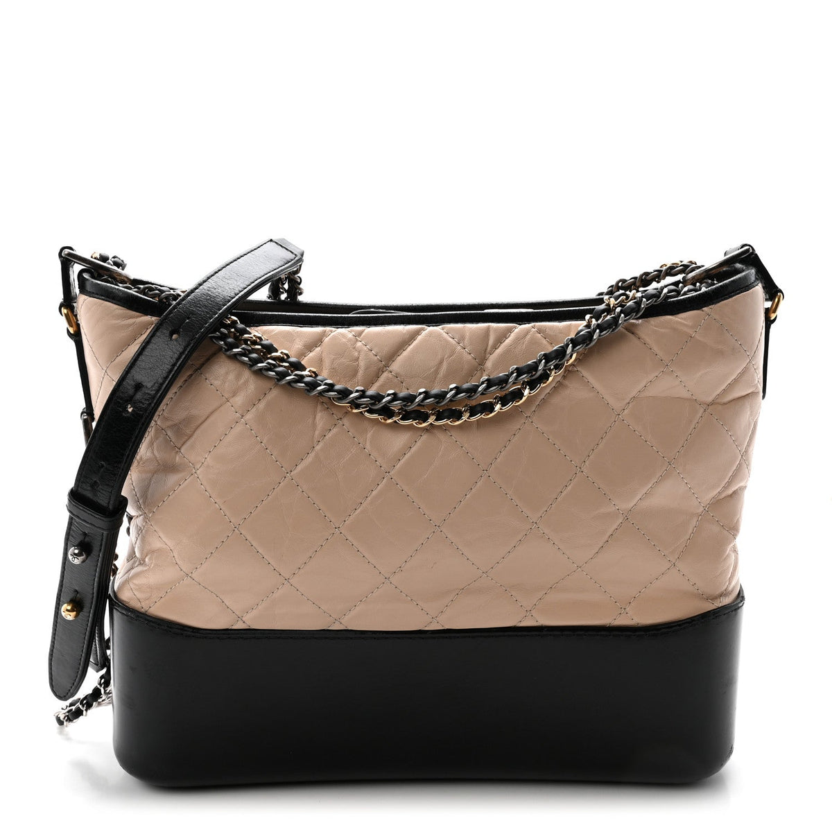 Medium Quilted Calfskin Hobo Bag - Beige