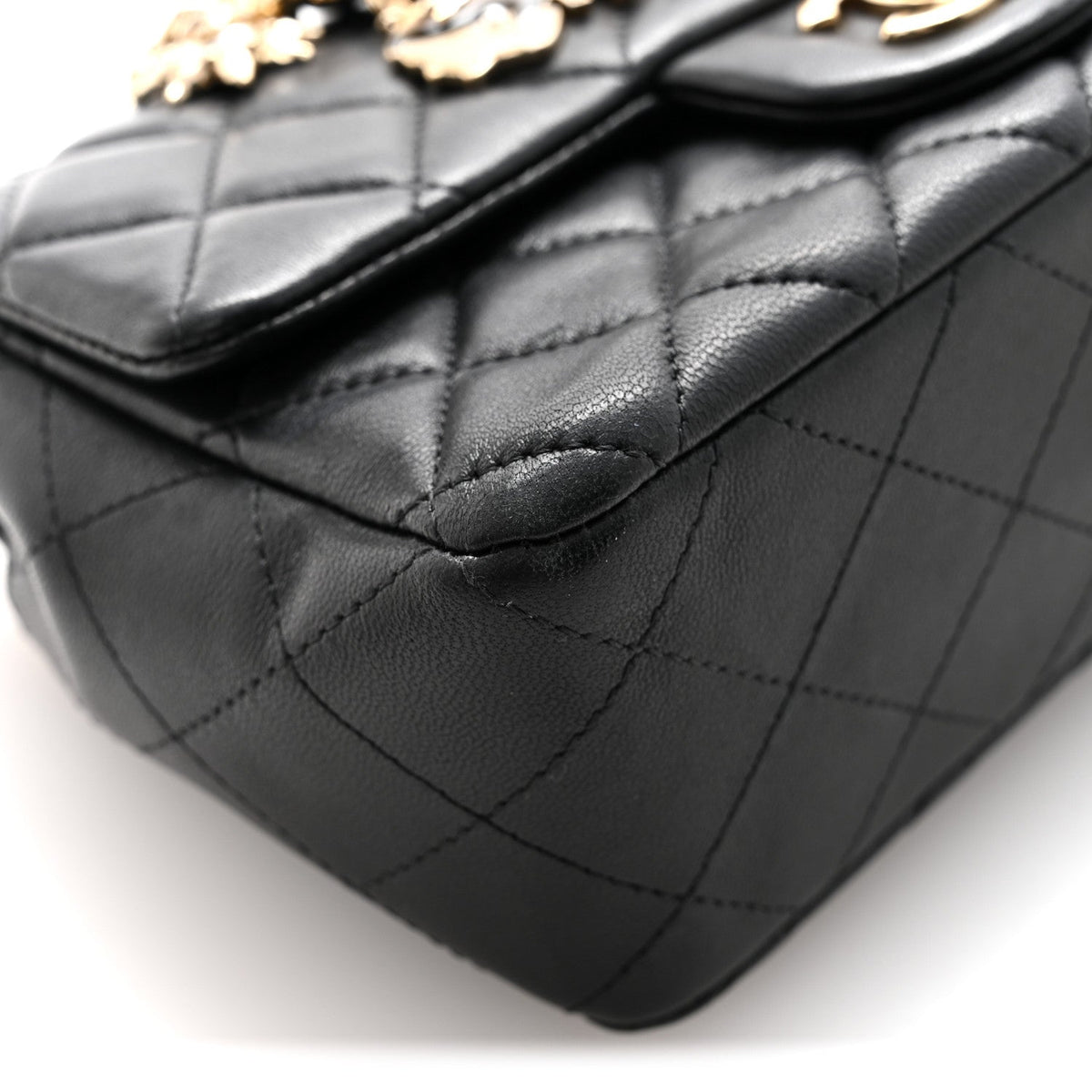 Mini Quilted Lambskin Flap Shoulder Bag - Tan